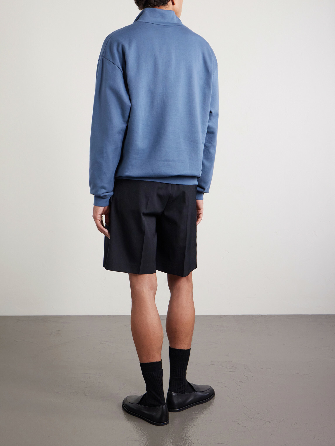 Auralee - Cotton Half-Zip Sweatshirt - Blue