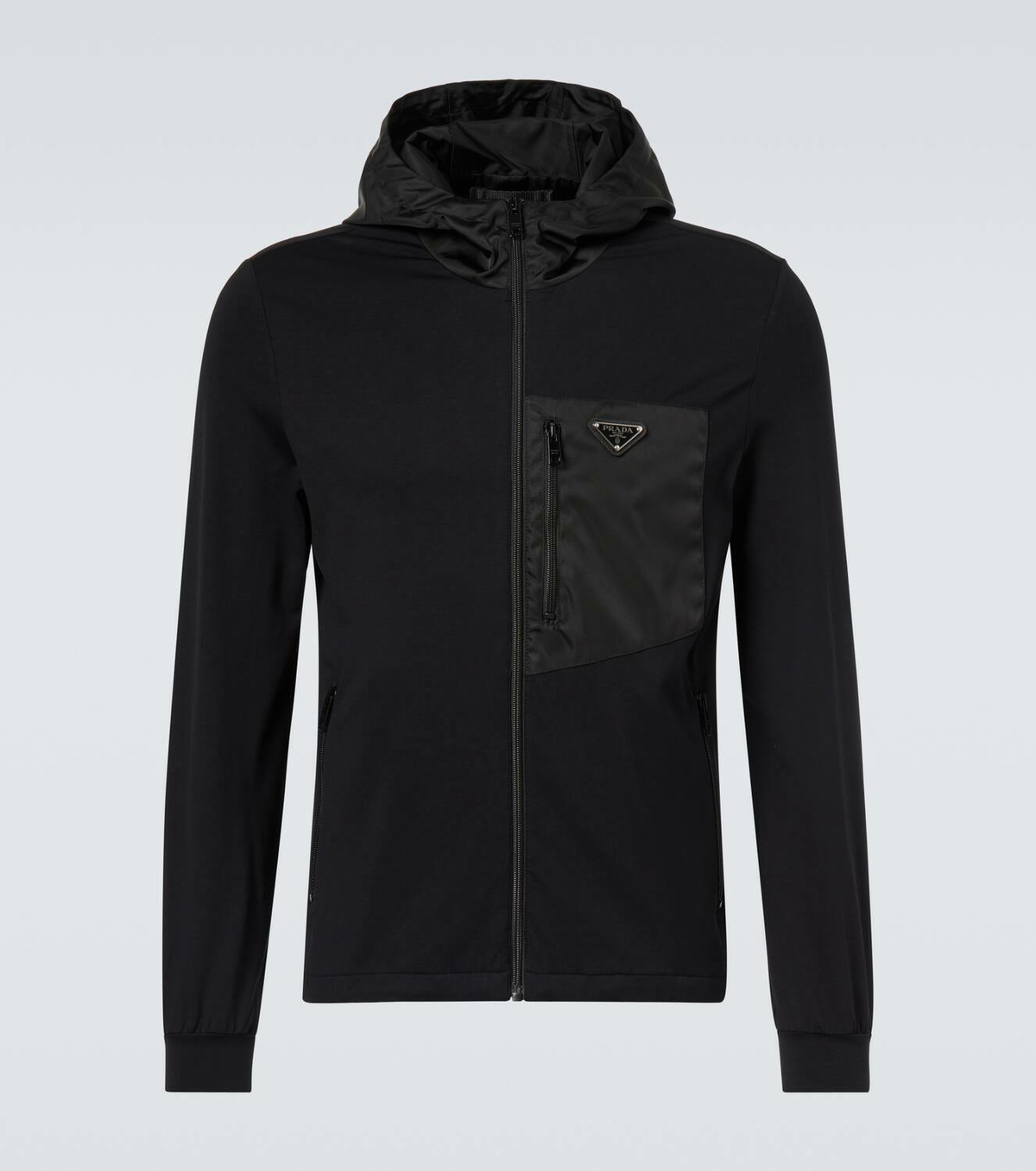 【送料&関税込】Prada Black Cotton Blend Jacket Cotton-blend fleece jacket in black - Prada | Mytheresa