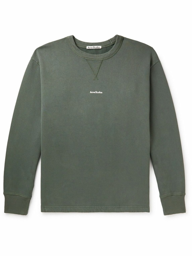 Photo: Acne Studios - Logo-Print Cotton-Jersey Sweatshirt - Green