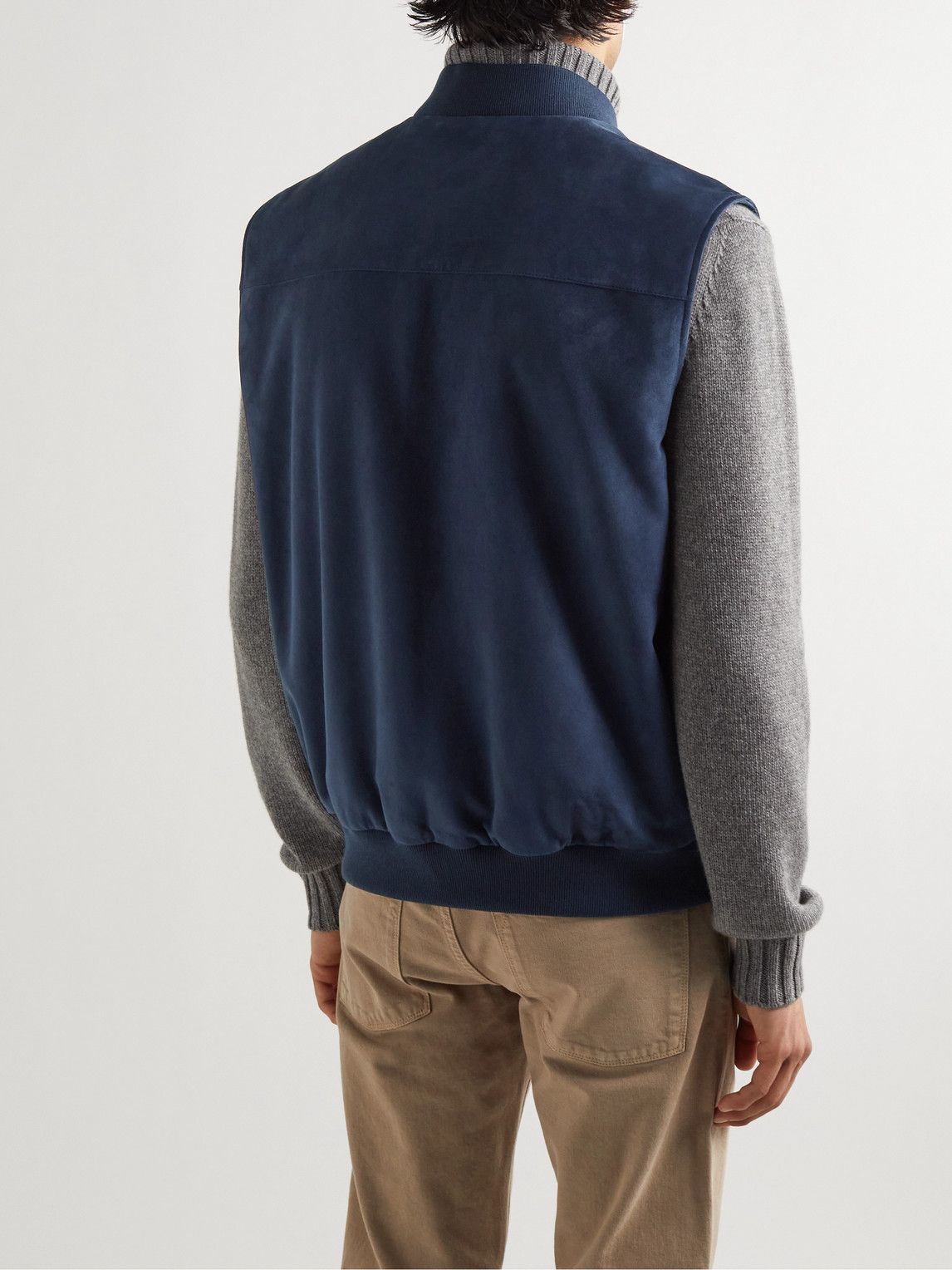Loro Piana - Wool-blend Trimmed Suede Vest - Blue
