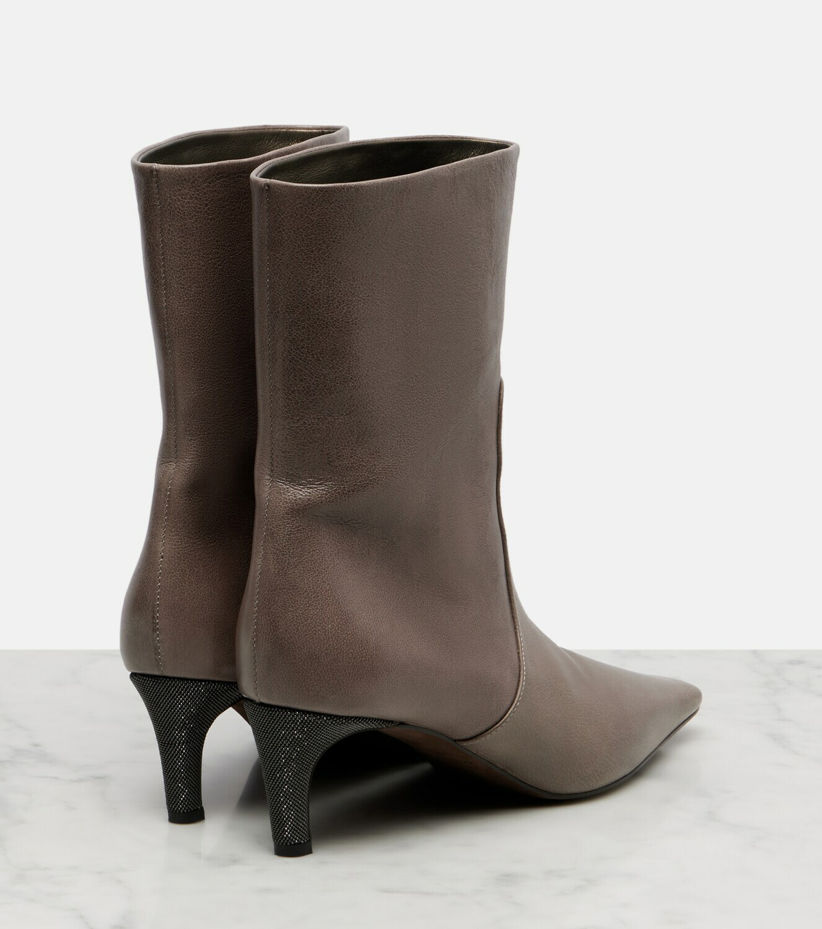 Brunello Cucinelli Monili leather ankle boots