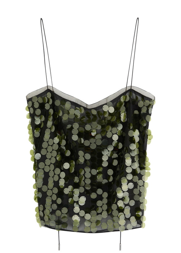Photo: 16 Arlington Suero Sequin-embellished Tulle top Dark Green