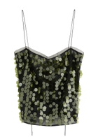 16 Arlington Suero Sequin-embellished Tulle top Dark Green