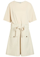 Moncler Belted Cotton Mini T-shirt Dress Ivory