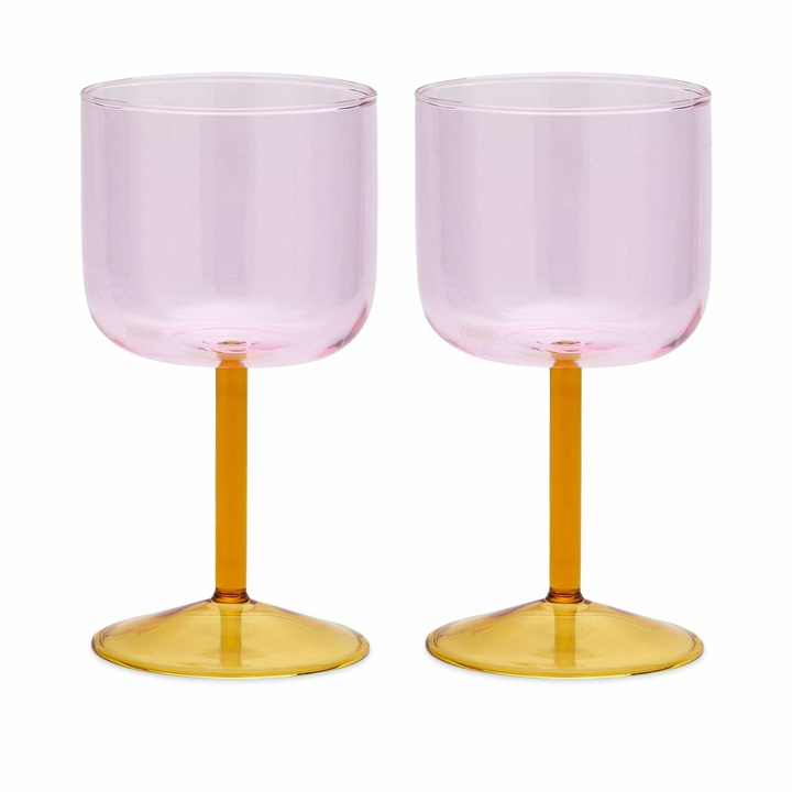 Photo: HAY Tint Wine Glass - Set of 2 in Pink/Yellow 