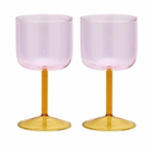 HAY Tint Wine Glass - Set of 2 in Pink/Yellow 