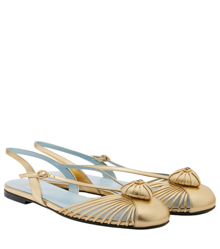 Photo: Valentino Garavani Cœur Royal metallic leather slingback flats