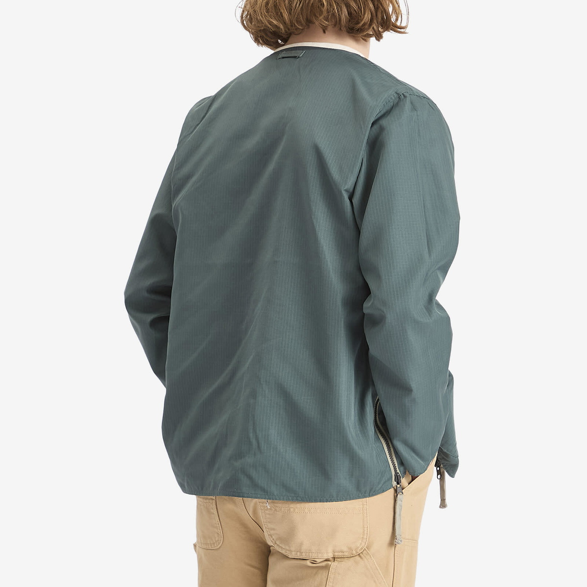 Taion Men's Military Reversible V-Neck Cardigan in Dark Sage Green