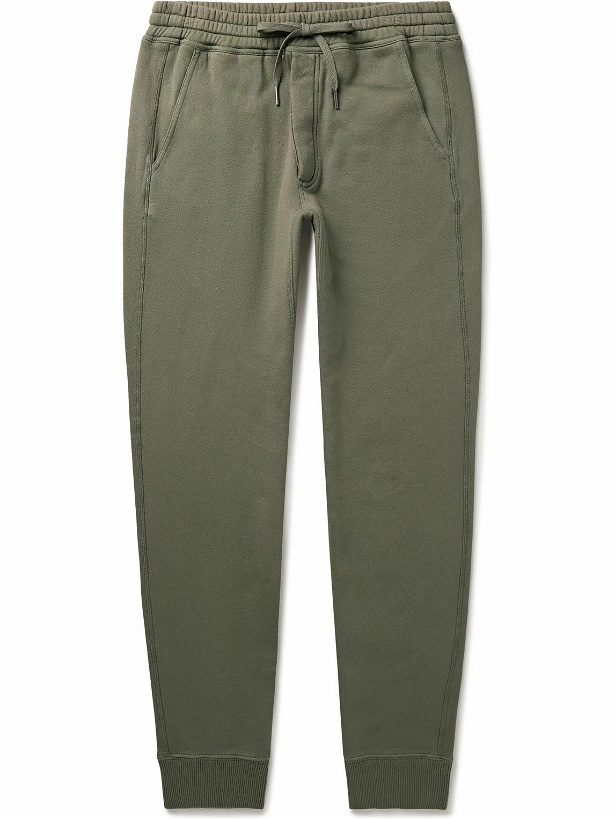 Photo: TOM FORD - Tapered Garment-Dyed Cotton-Jersey Sweatpants - Green