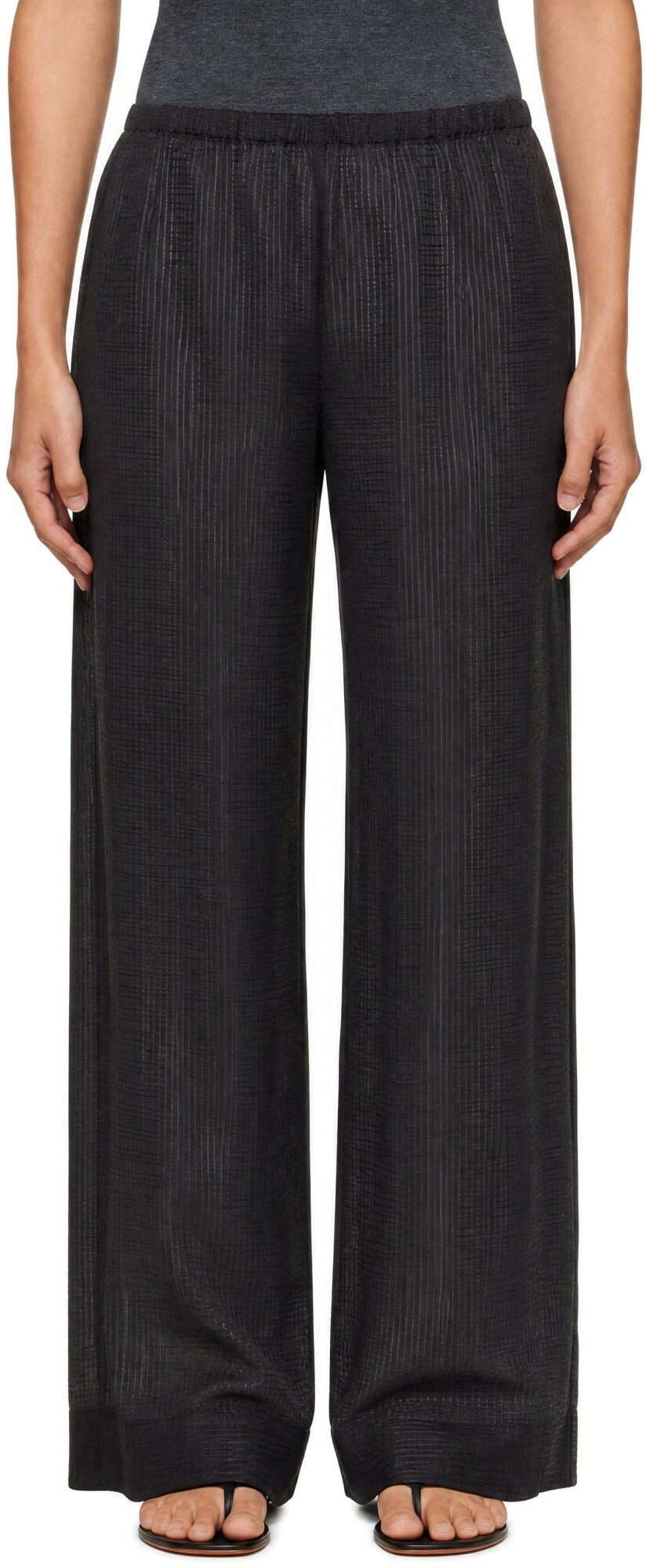 St. Agni Gray Woven Check Relaxed Trousers