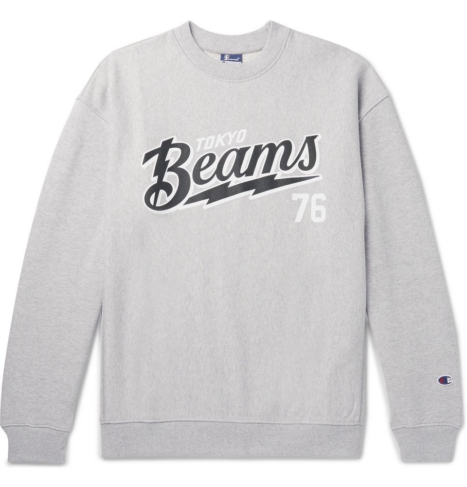 sirene Additief de eerste Beams - Champion Printed Loopback Cotton-Blend Jersey Sweatshirt - Men -  Gray Beams F