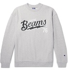 Beams - Champion Printed Loopback Cotton-Blend Jersey Sweatshirt - Men - Gray