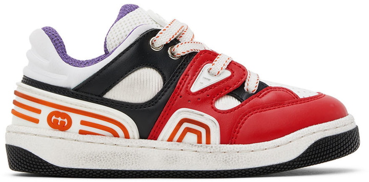 Photo: Gucci Baby Red & Black Basket Sneakers