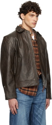 Nudie Jeans Brown Eddy Rider Leather Jacket