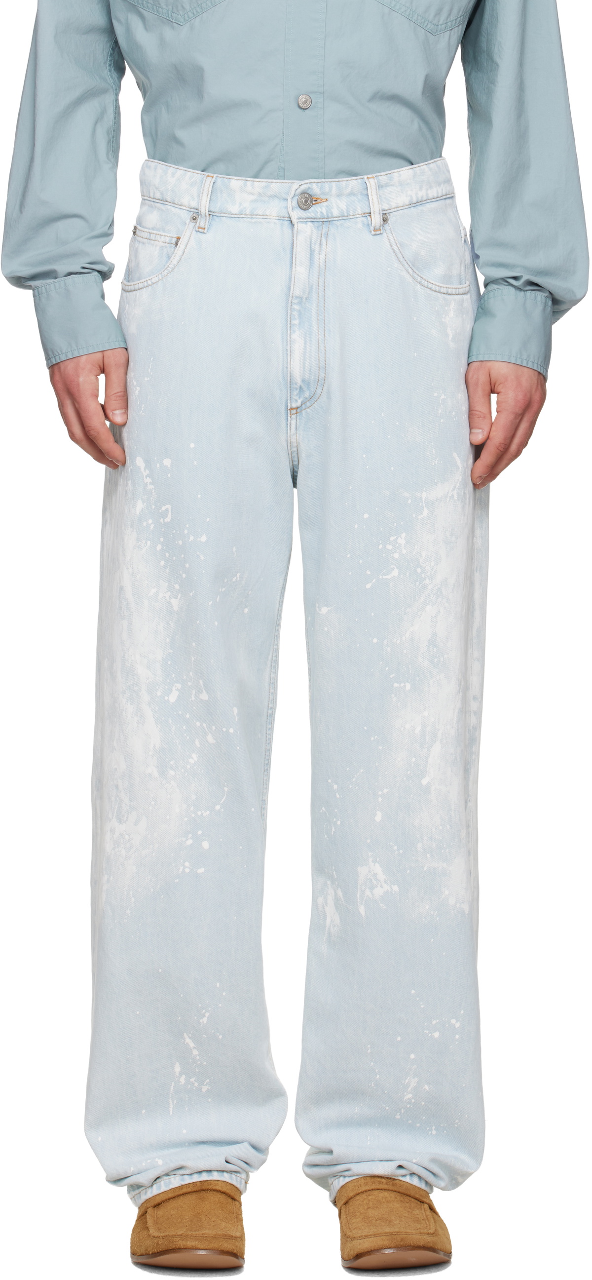 MM6 Maison Margiela Blue Paint Splatter Jeans