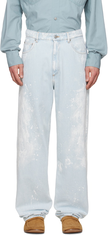 Photo: MM6 Maison Margiela Blue Paint Splatter Jeans