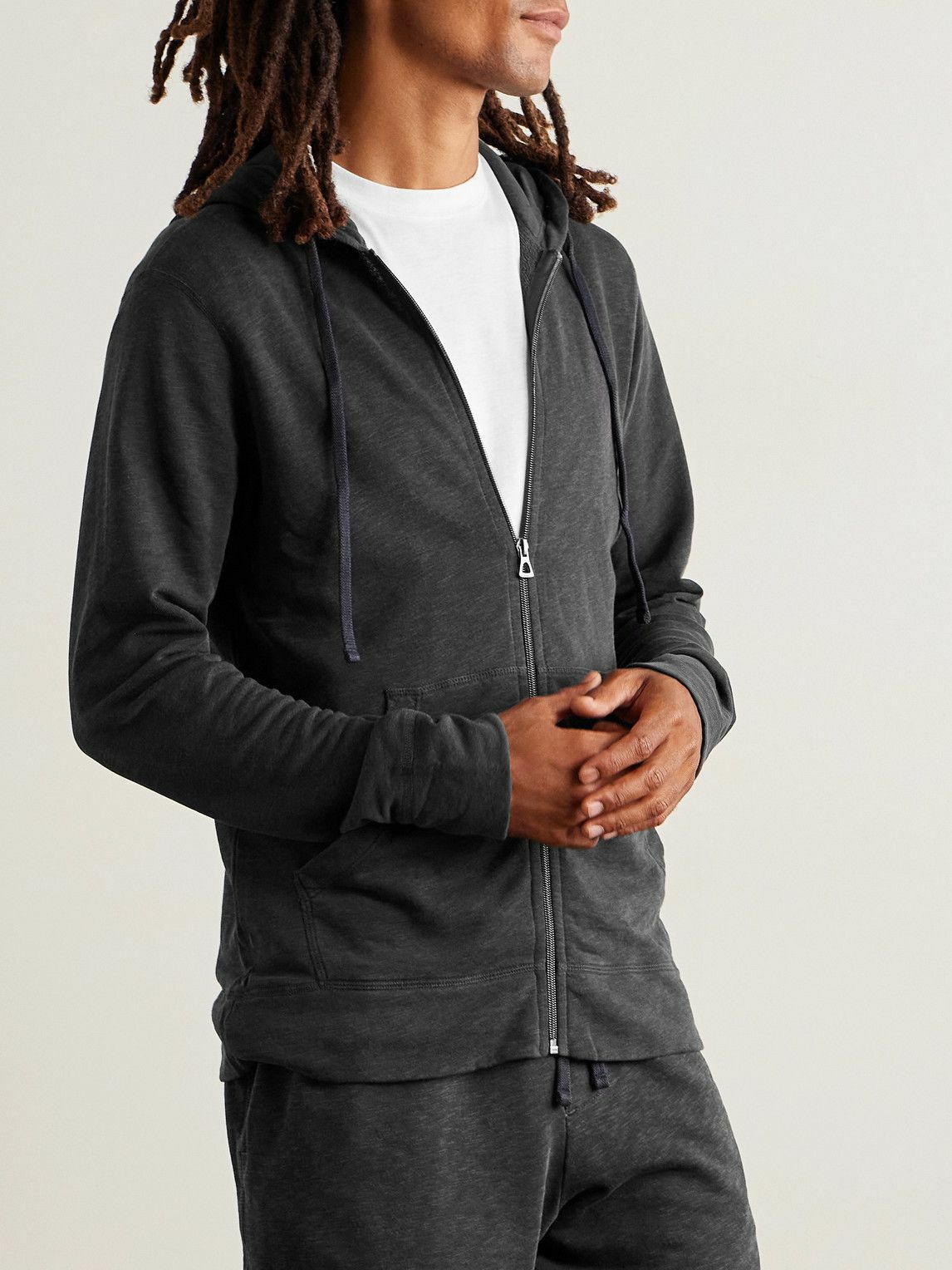 James Perse - Garment-Dyed Cotton-Jersey Zip-Up Hoodie - Gray