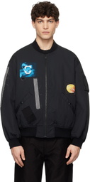 UNDERCOVER Black Appliqué Bomber Jacket