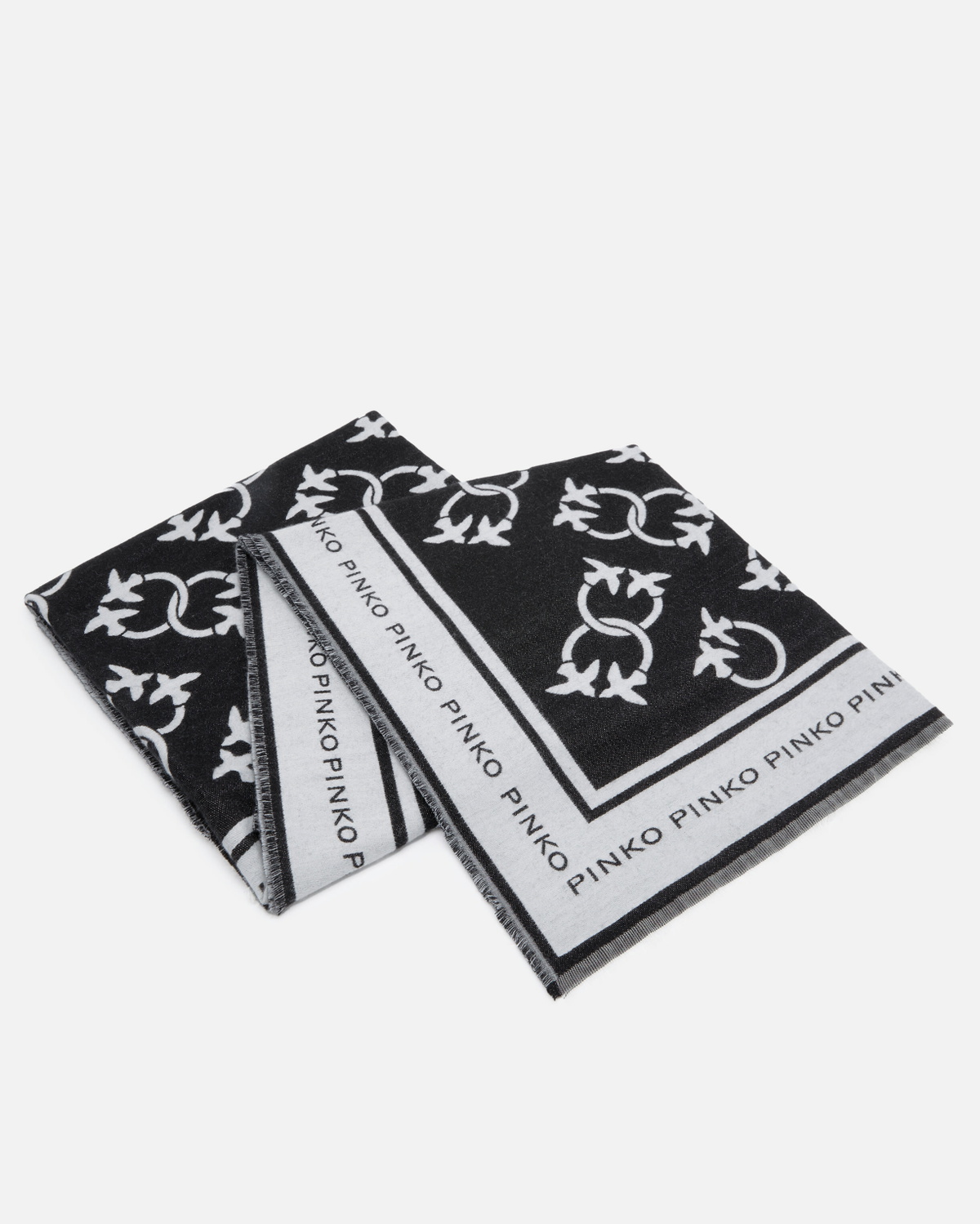 Pinko Jacquard Cape With Monogram Logo Black/Cream
