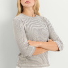 Nothing Written Women's Striped Cotton T-Shirt in Black