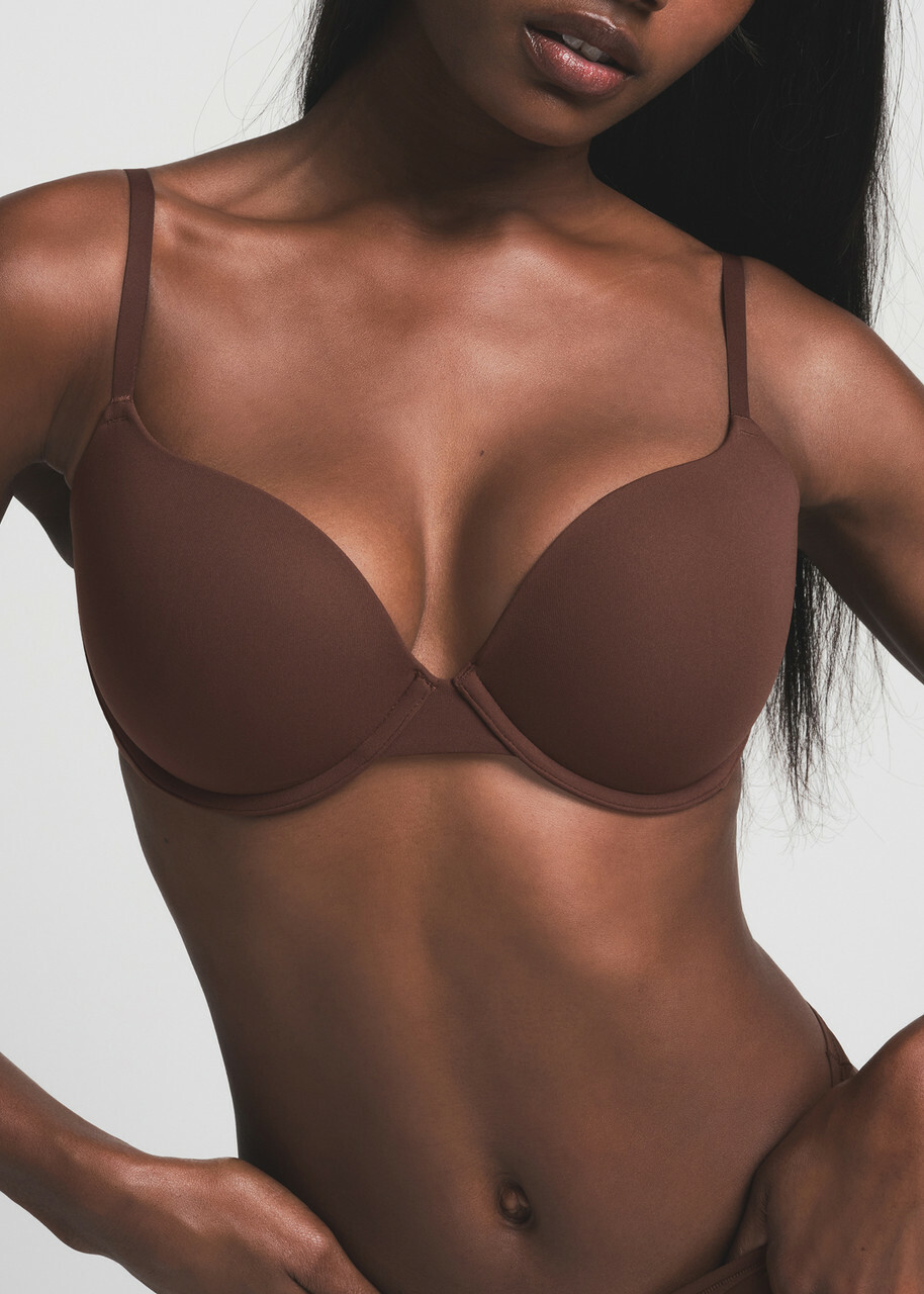 Skims Stretch-jersey Push-up bra Brown