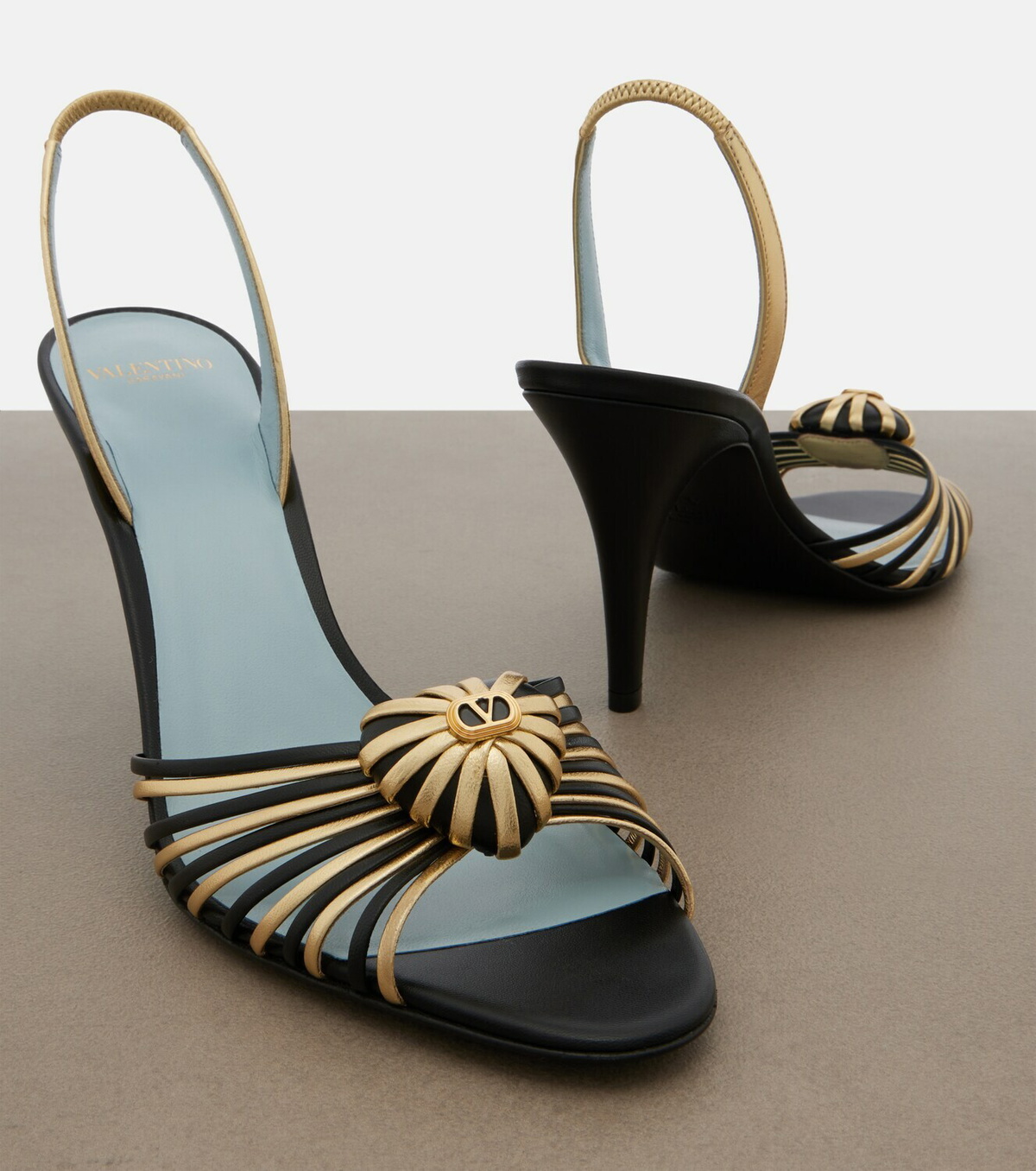 Valentino Garavani Cœur Royal leather slingback sandals