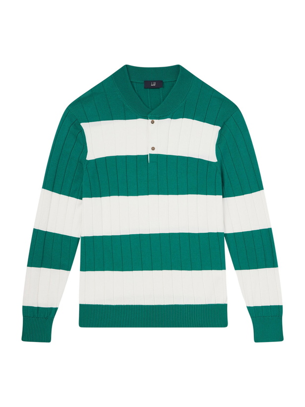 Photo: Dunhill - Striped Cashmere and Silk-Blend Polo Shirt - Green