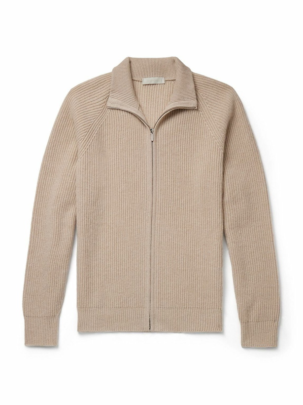 Photo: Saman Amel - Halle Ribbed Cashmere Zip-Up Cardigan - Neutrals