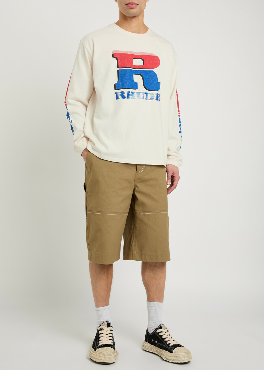 Rhude Split Petrol Logo-print Cotton T-shirt White
