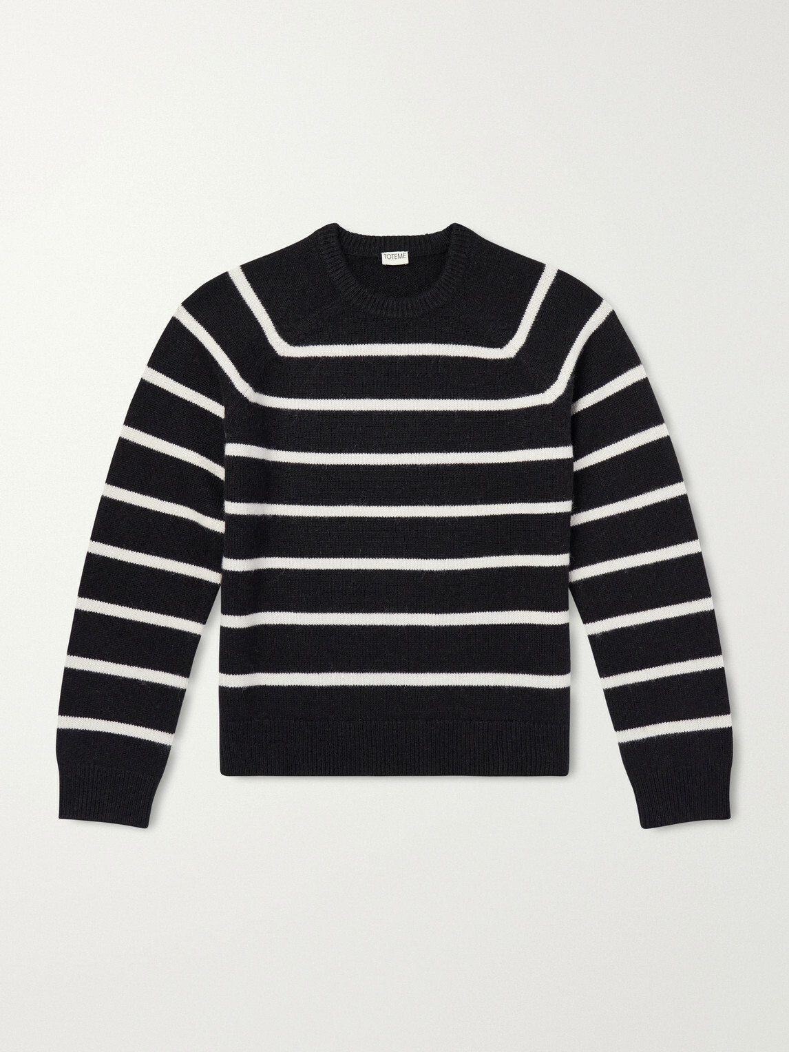 TOTEME - Striped Alpaca and Cashmere-Blend Sweater - Black