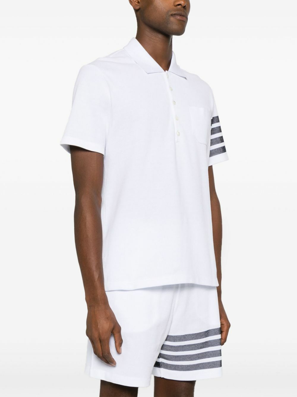Thom Browne Cotton Pique 4 Bar Polo Polos 600051445wht