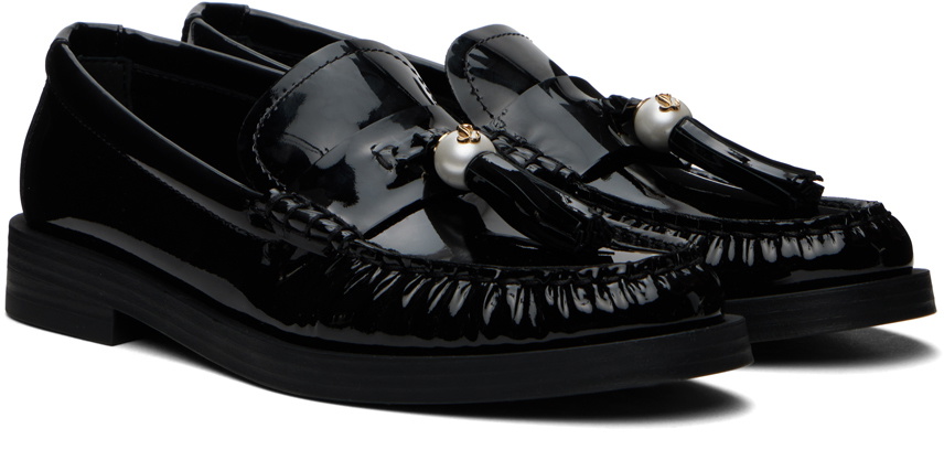 【関税込み】Jimmy Choo ブラック Addie ローファー Addie/JC | Black Box Calf Leather Flat Loafers with JC