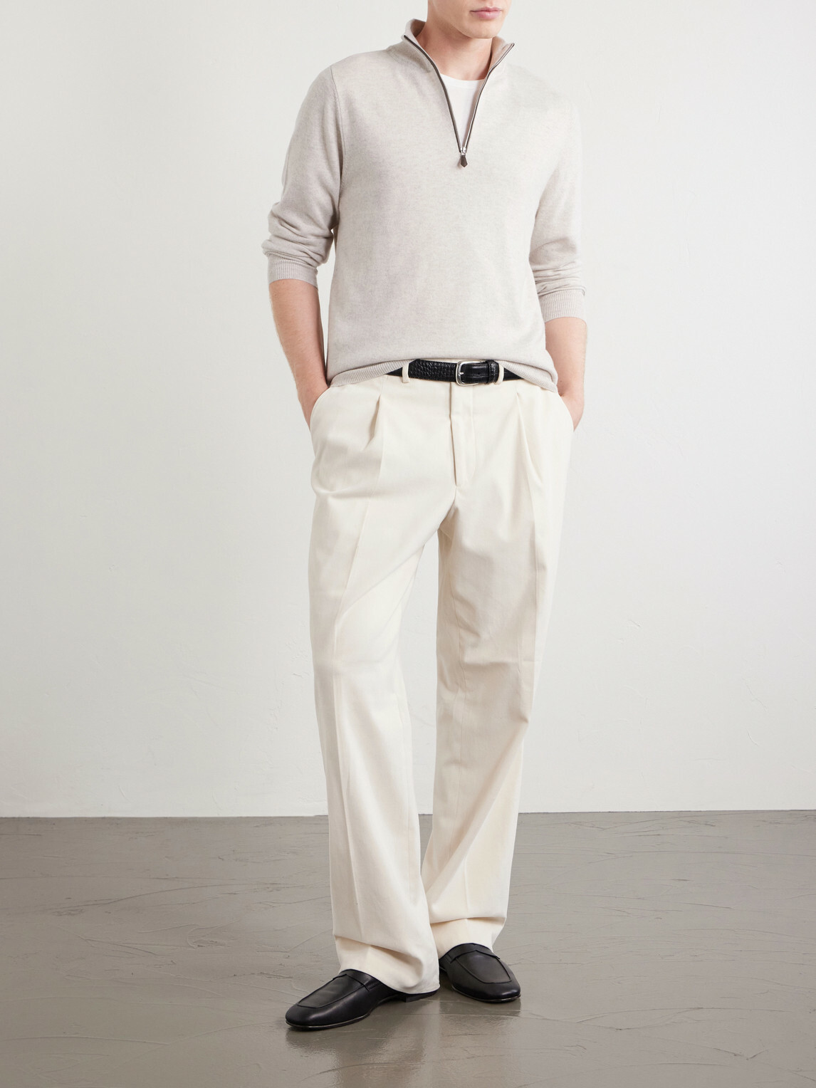 N.PEAL - Carnaby Organic Cashmere Half-Zip Sweater - Gray