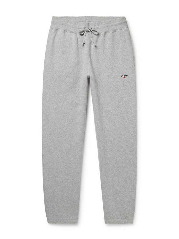 Photo: Noah - Core Tapered Logo-Embroidered Cotton-Jersey Sweatpants - Gray