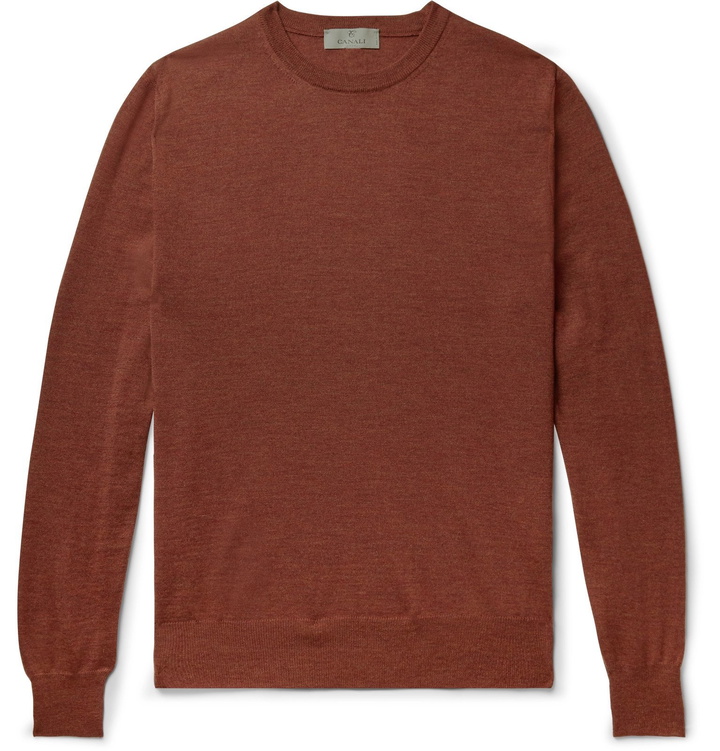 Photo: Canali - Mélange Merino Wool Sweater - Orange