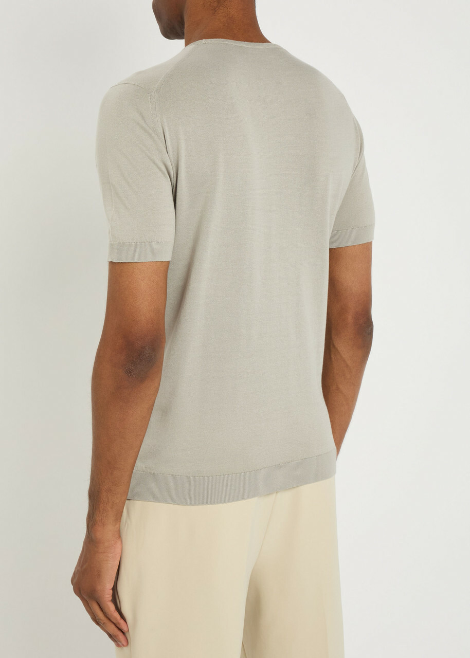 John Smedley Belden Fine-knit Cotton T-shirt Beige