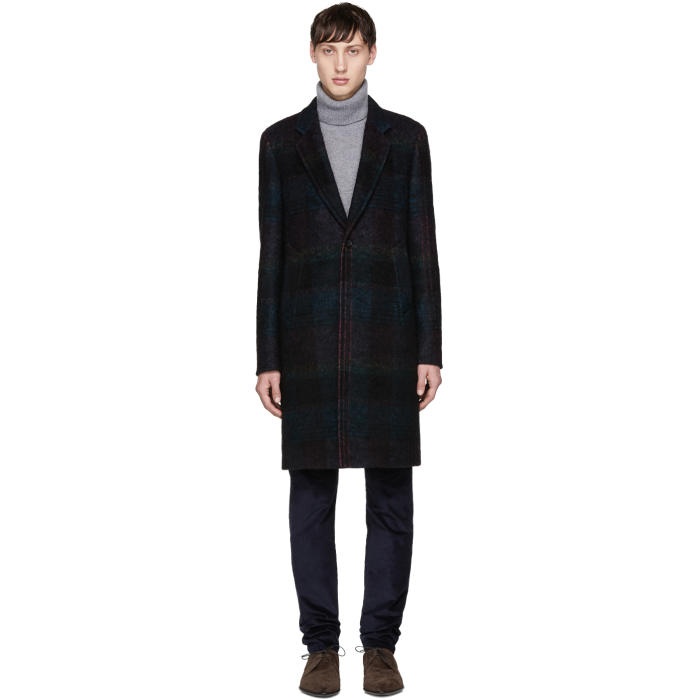 Photo: PS by Paul Smith Black Check Single Button Coat