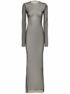 LUDOVIC DE SAINT SERNIN Long Sleeved Sheer Mesh Long Dress