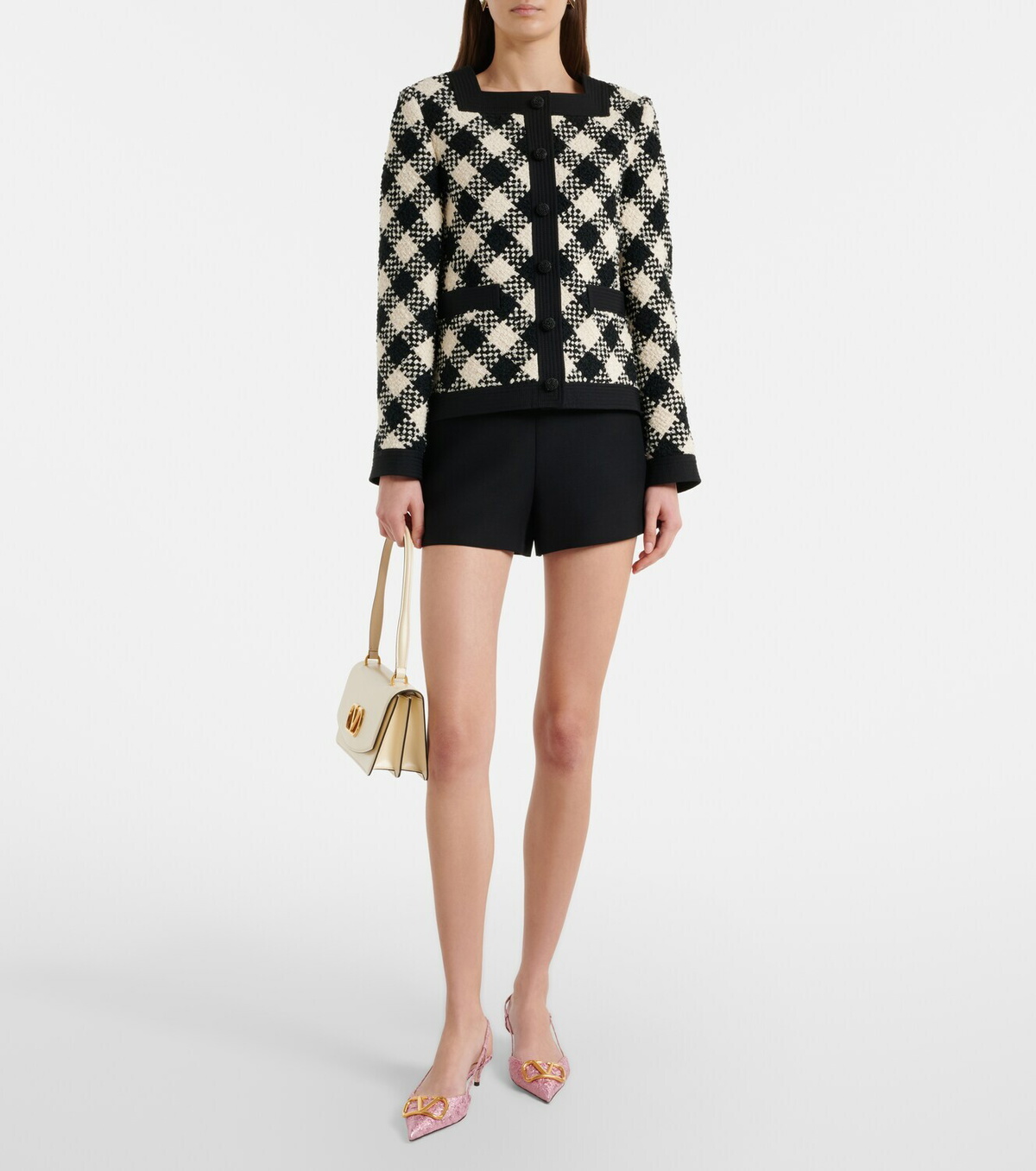Valentino Garavani VLogo cloqué jacquard slingback pumps