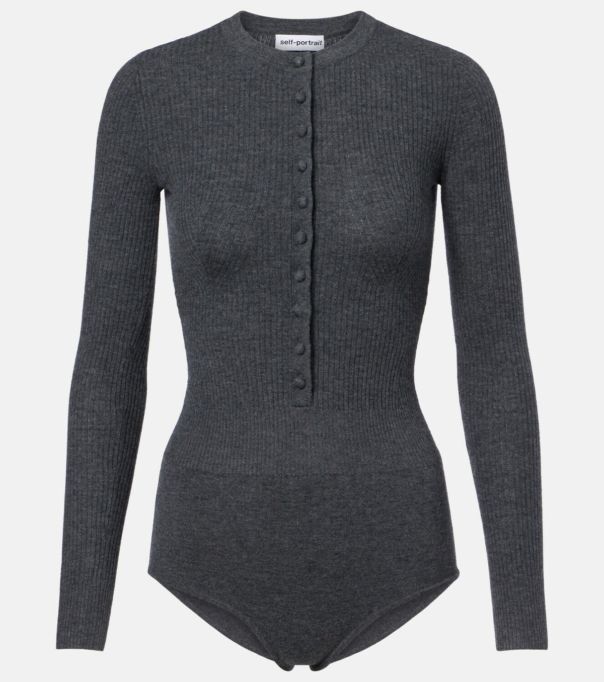 Self-Portrait Ribbed-knit wool bodysuit
