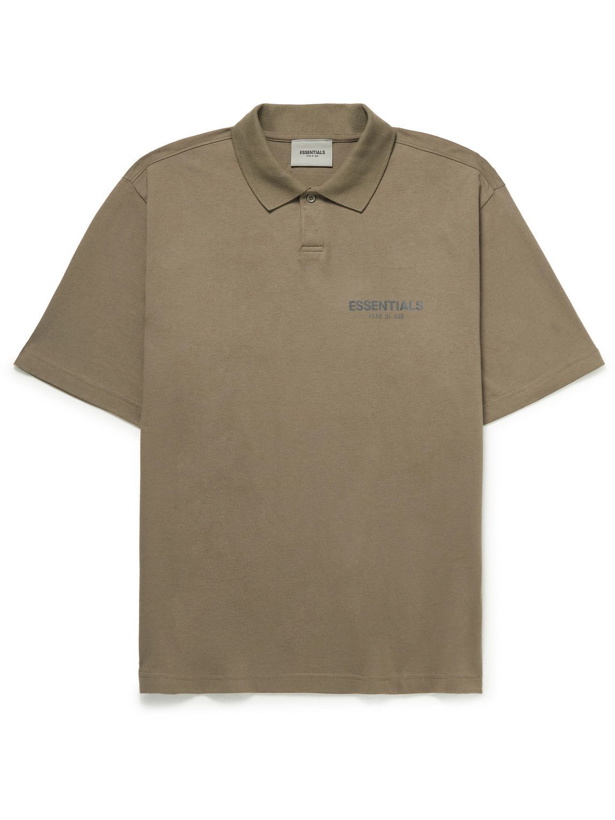 Photo: Fear of God Essentials - Logo-Detailed Cotton-Jersey Polo Shirt - Brown
