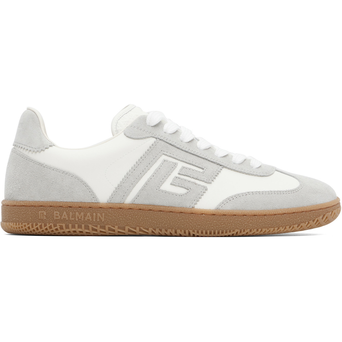 BALMAIN Gray & White 'Balmain Swan' Suede Sneakers