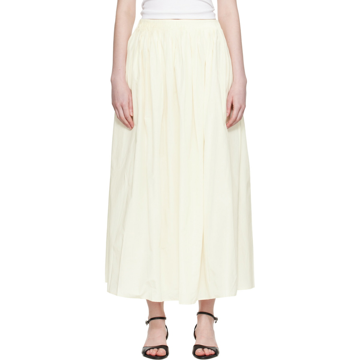 Loulou de Saison Off-White Naya Gathered Maxi Skirt