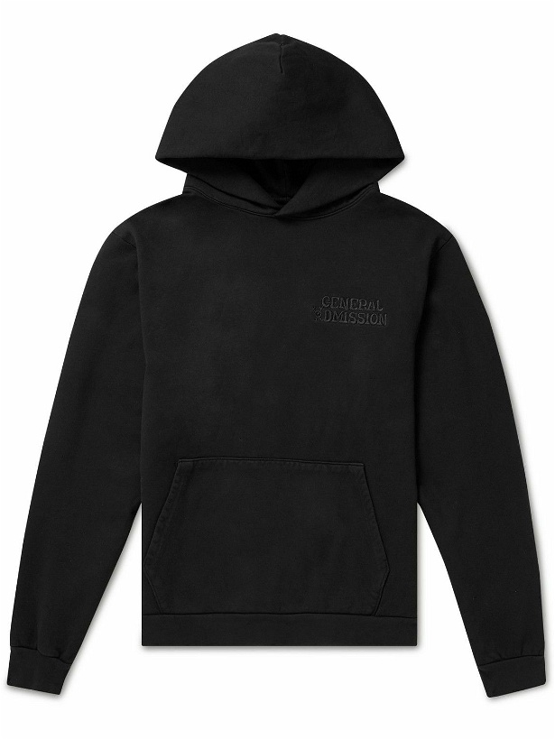 Photo: GENERAL ADMISSION - Logo-Embroidered Loopback Cotton-Jersey Hoodie - Black