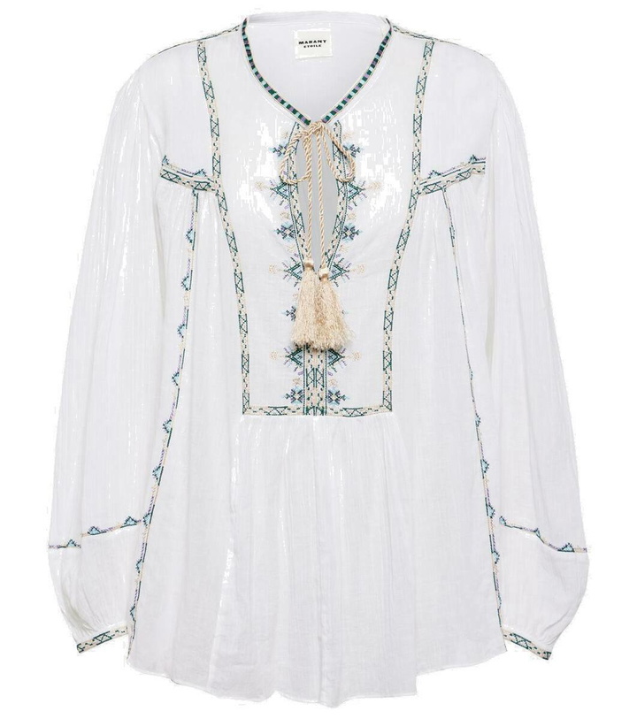 Photo: Marant Etoile Silekiage embroidered cotton top