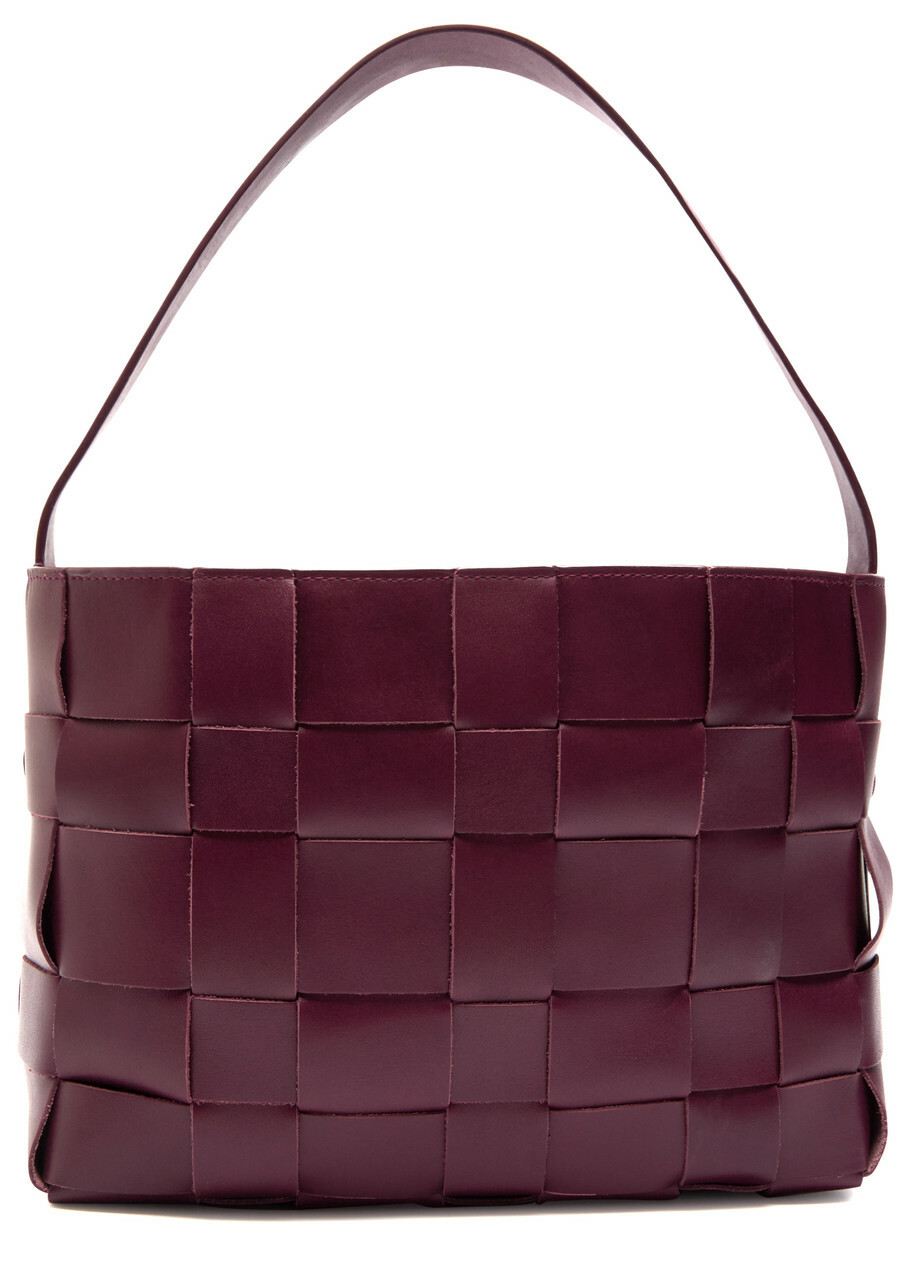 ST. Agni Woven Mini Leather Tote - Plum - One Size
