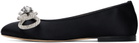 MACH & MACH Black Double Bow 10 Ballerina Flats