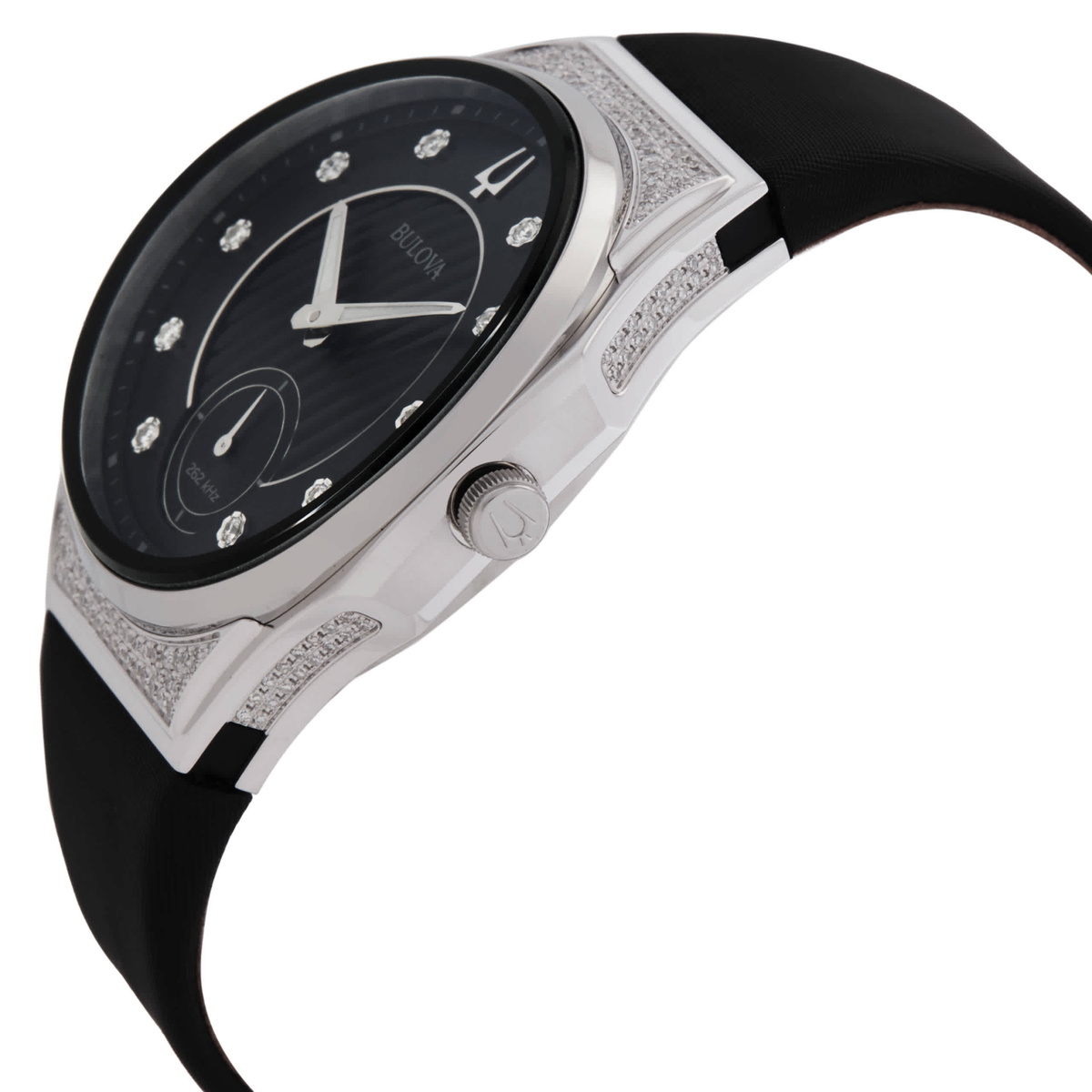 Bulova Curv Quartz Diamond Black Dial Ladies Watch 96R229
