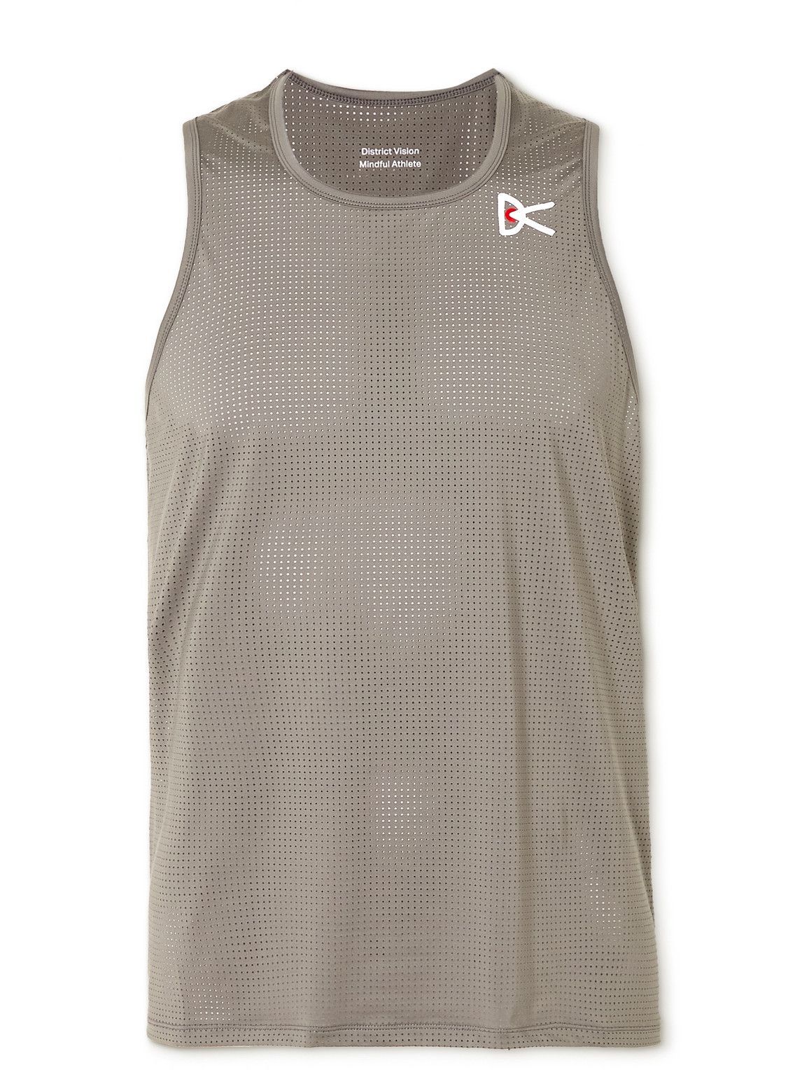DISTRICT VISION - Logo-Print Perforated Stretch-Jersey Running