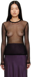 Silk Laundry Black Sheer Long Sleeve T-Shirt